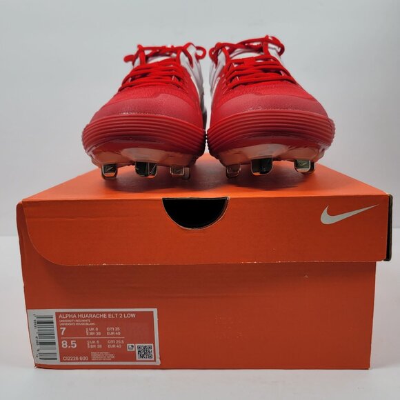 Nike Alpha Huarache Elite 2 Low Men's Red White Cleats CI2226-400 US Size 7 NWB - Picture 2 of 10